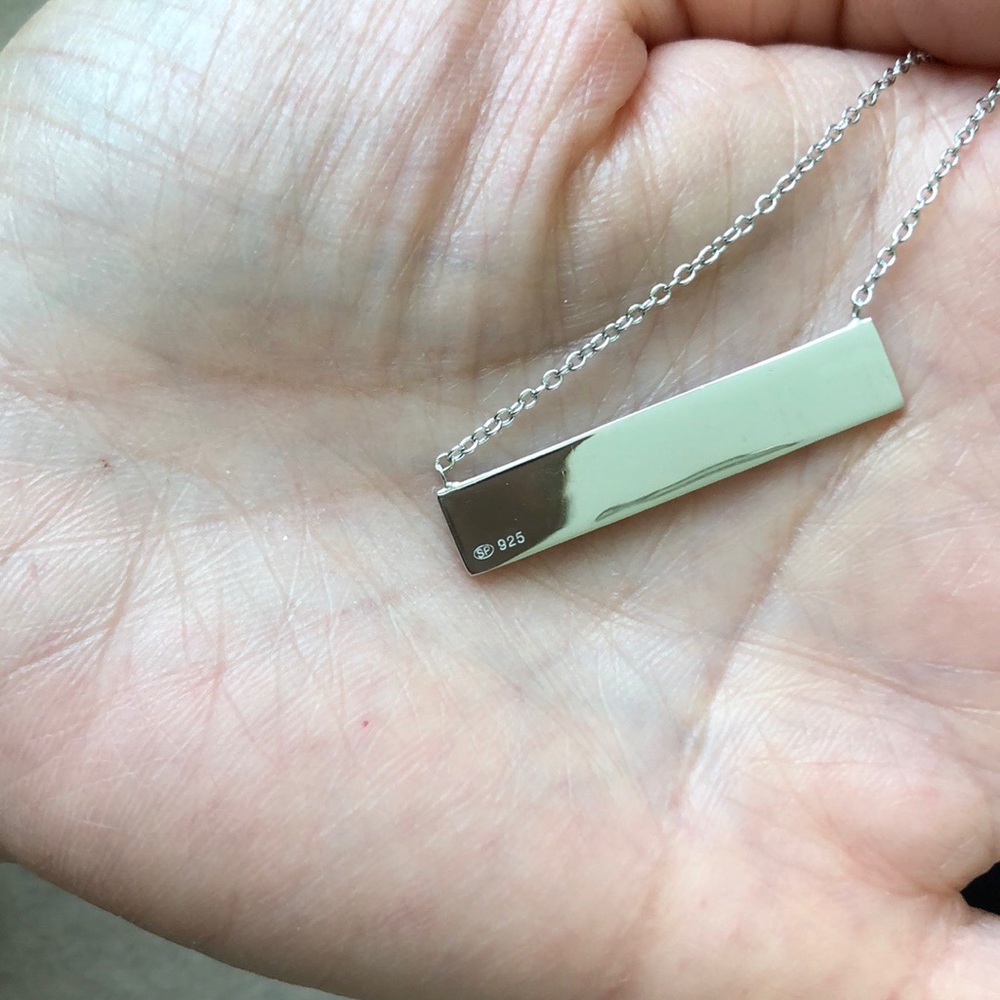 925 Sterling Silver Geometric Rectangular Necklace - image 5
